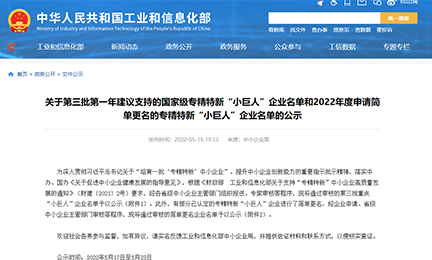 喜讯丨爱游戏体育·（AYX）官方网站 - AYX SPORTS入选“建议支持”的国家级专精特新“小巨人”企业